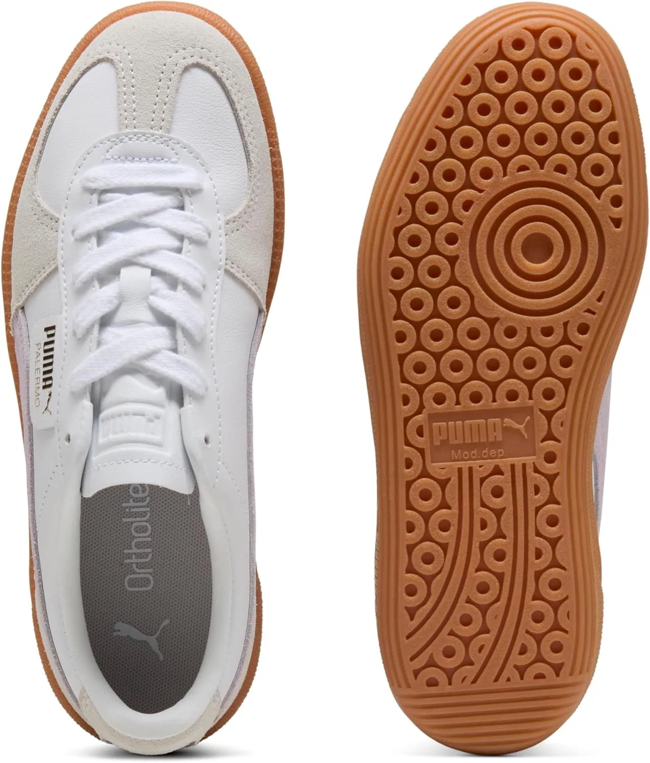 Кроссовки Puma Palermo Leather, Puma White/Lilac Frost, 25 цветов — фото 4
