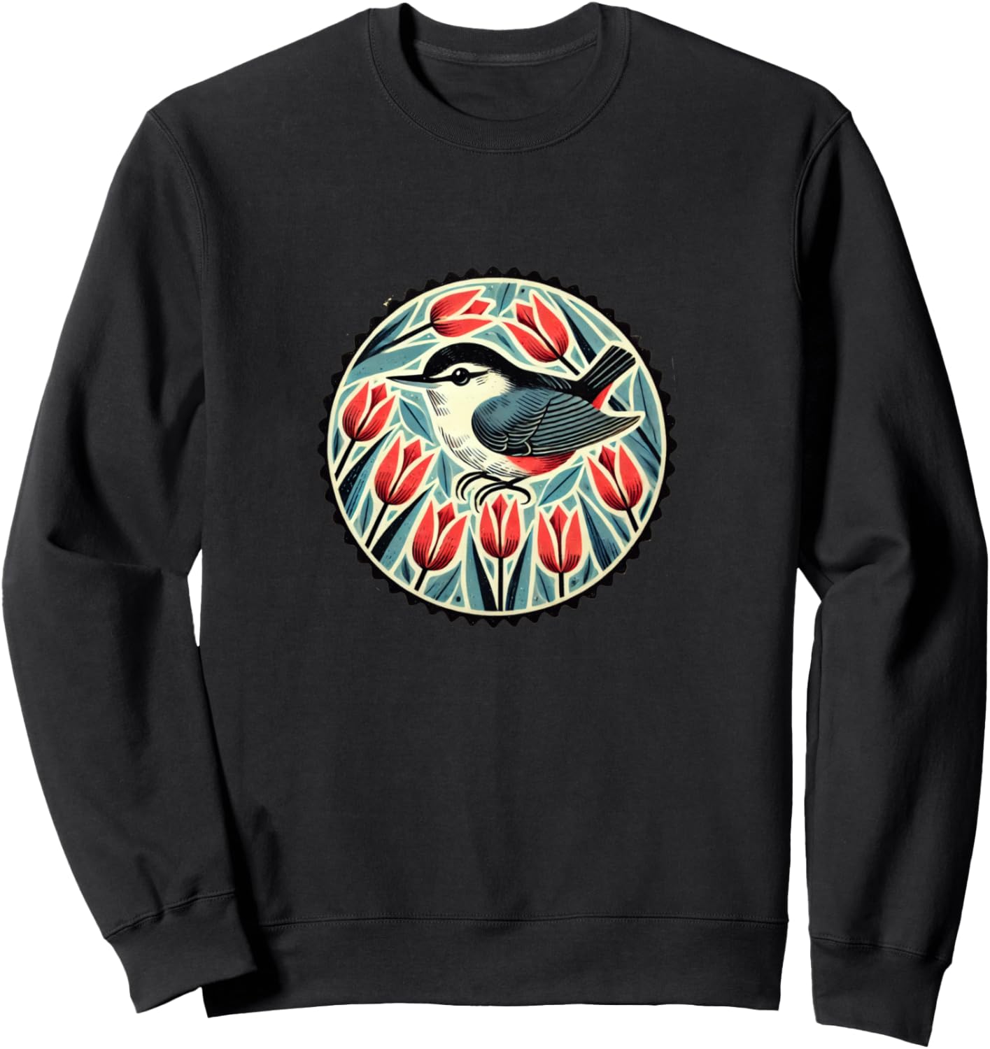 

Изображение поползня. Толстовка с рисунком птицы поползня Retro Bird Lovers Snugg, черный