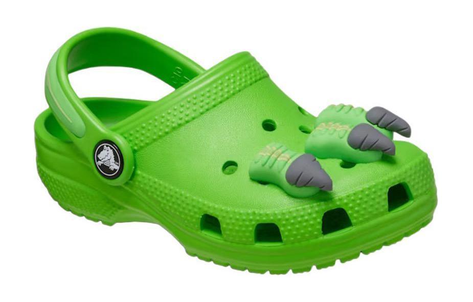 Классические противоскользящие противоударные детские сандалии Plasticine Green Kids' Crocs, Green Clay — фото 2