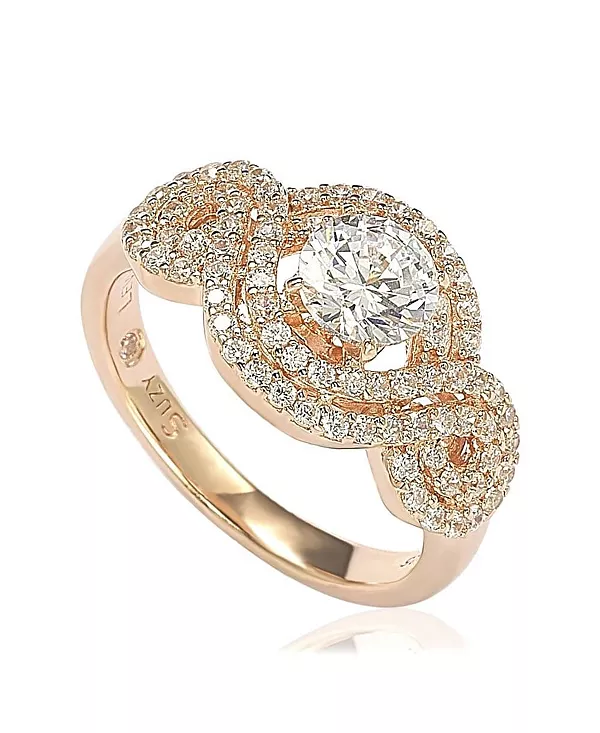 

Помолвочное кольцо Suzy Levian из стерлингового серебра с кубическим цирконием и ореолом Suzy Levian New York, rose