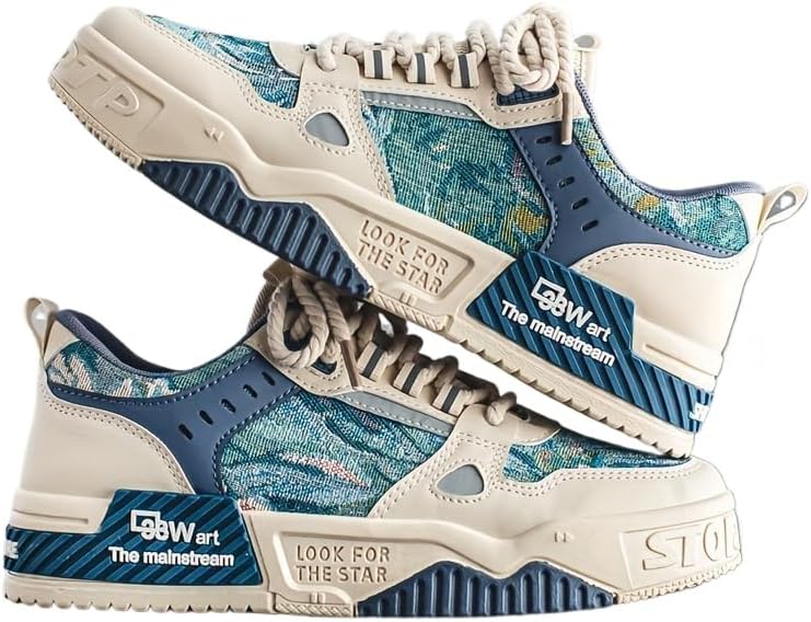 

Стильные мужские низкие кеды для скейтборда - модные кроссовки с противоскользящей подошвой, удобные и дышащие повседневные обувь для ежедневного ношения Hhhchpm, синий