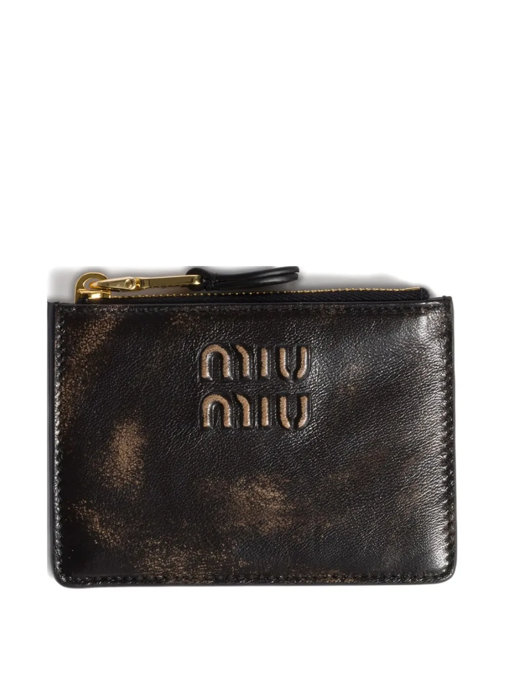 

Картхолдер с тисненым логотипом MIU MIU, коричневый