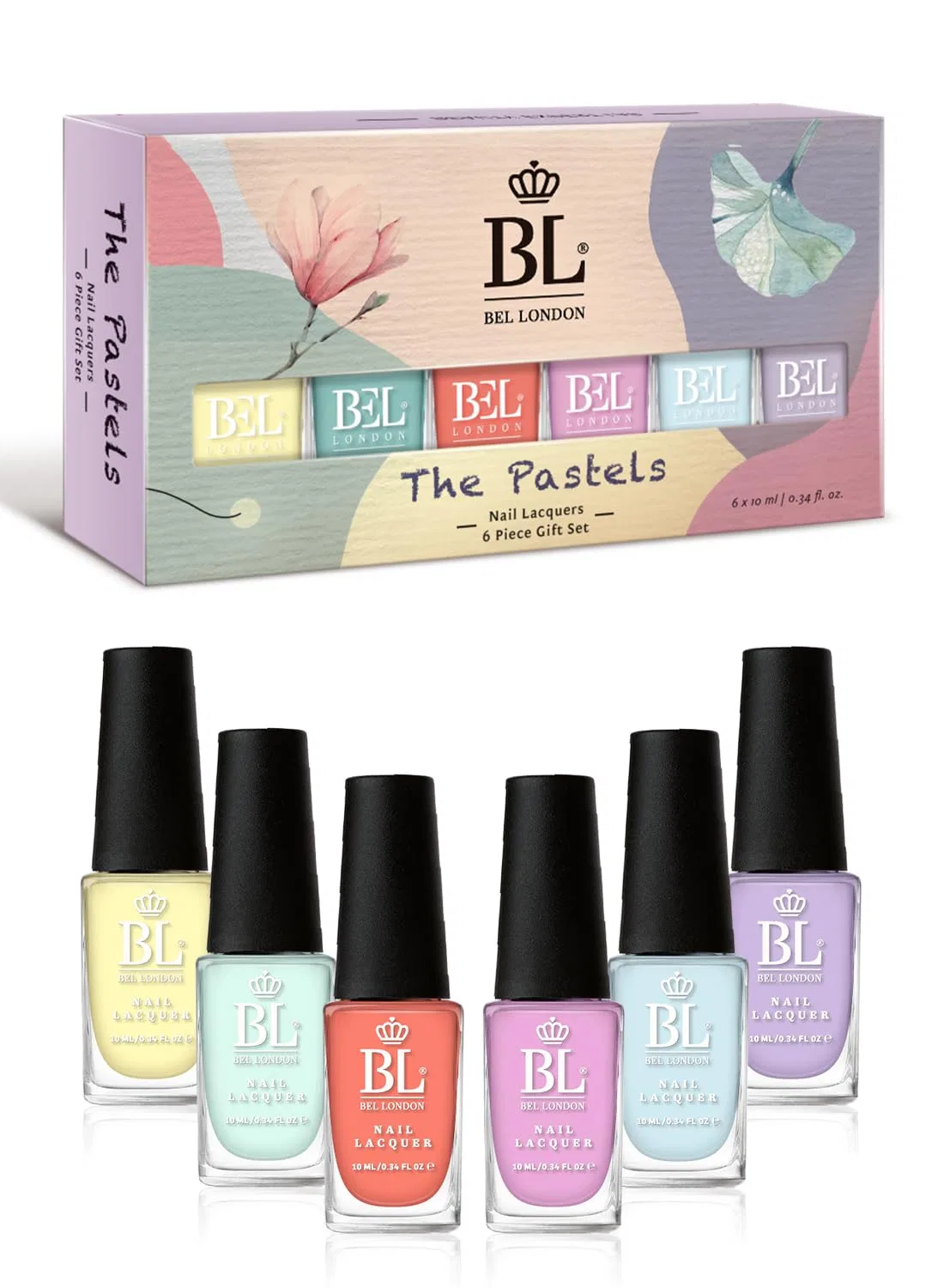Набор пастельных лаков для ногтей BEL London The Pastels, 6 цветов Bl, Pastel