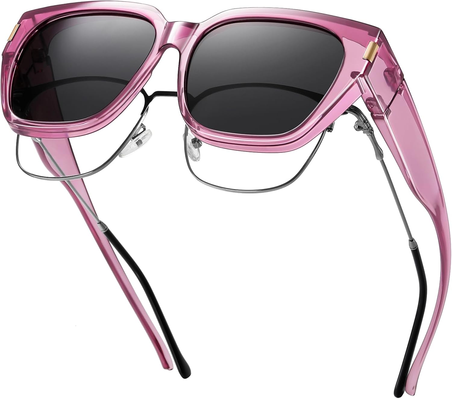 

Солнцезащитные очки HAOLOTA с поляризованными линзами, надеваемые поверх обычных очков, для женщин и мужчин. Модные квадратные очки с обтекаемой формой и защитой от УФ-излучения, L Size 04 Purple/Grey