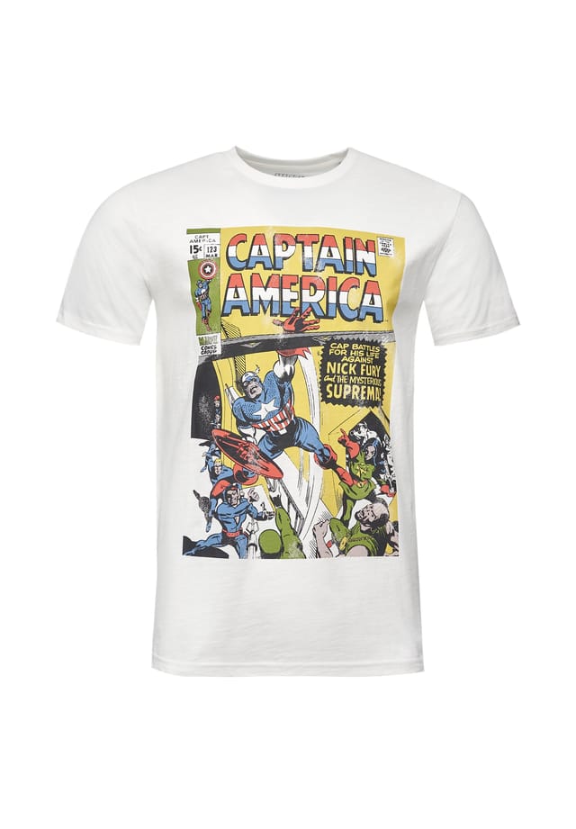 

Футболка Marvel Captain America Battles свободного покроя Re:Covered, экрю