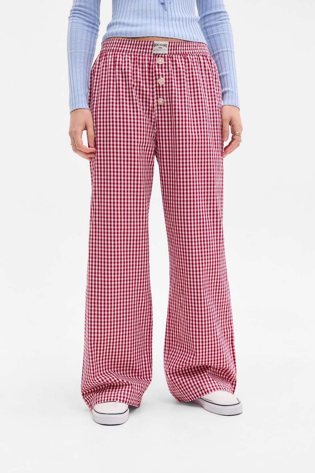 

Брюки CHECK STRAIGHT LEG BDG Urban Outfitters, красный
