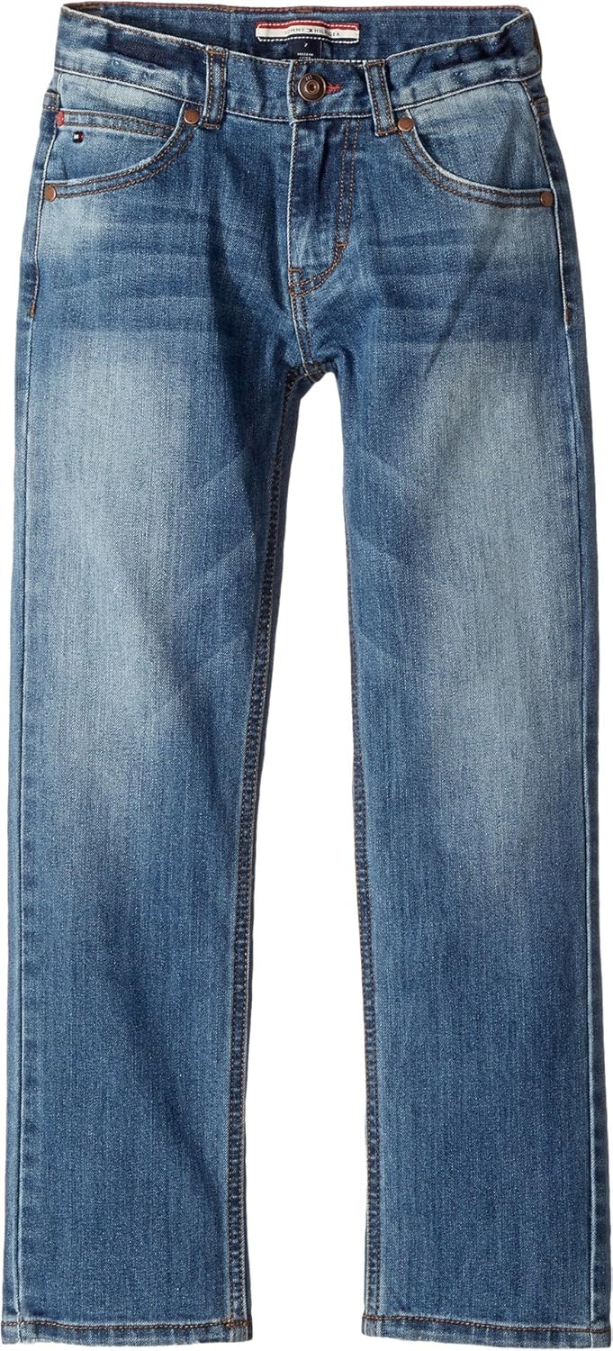 

Джинсы Tommy Hilfiger для мальчиков с пятью карманами, эластичные, прямого покроя, с застежкой на молнию и пуговицы, Stone Blue