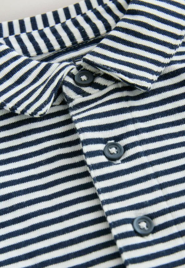 Поло-Рубашка с коротким рукавом в полоску стандартного кроя Next, Navy White — фото 3