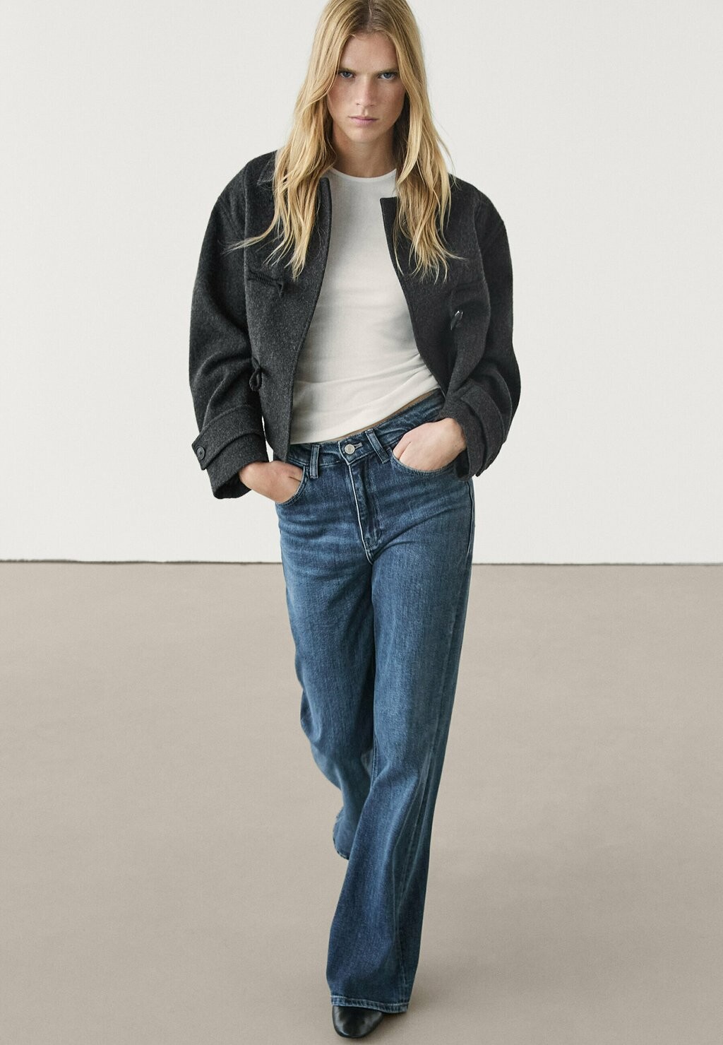 

Расклешенные джинсы COTTON BLEND FLARE FIT Massimo Dutti, синий