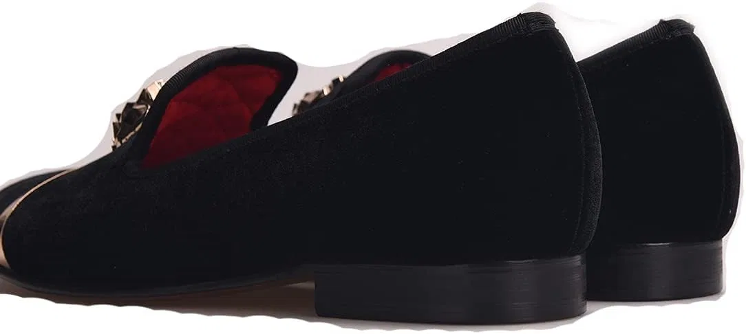 Лоферы бархатные HI&HANN с тигром и золотой пряжкой, Black — фото 3