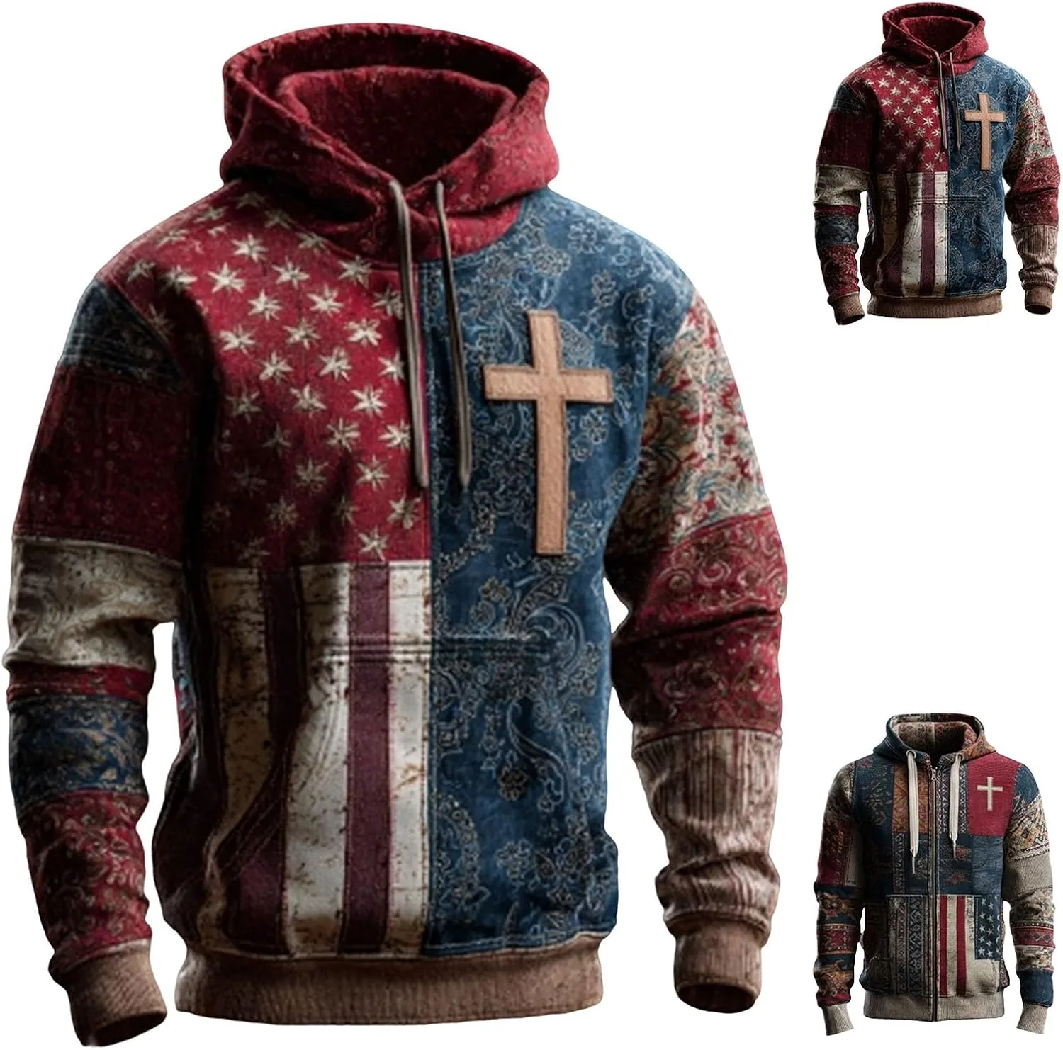 Мужская модная толстовка Christian с принтом Faith и графикой Cross — фото 3