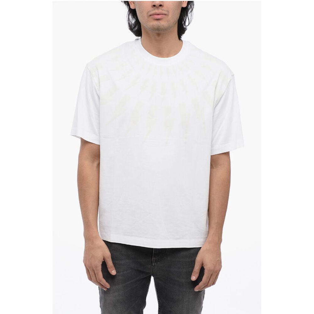 

Футболка FAIRISLE THUNDERBOLT из хлопка с заниженными плечами Neil Barrett, White