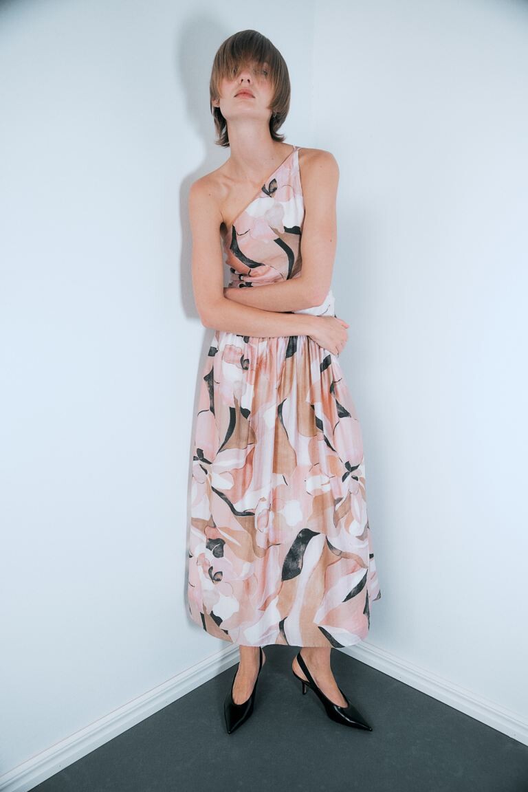 

Платье на одно плечо H&M, розовый