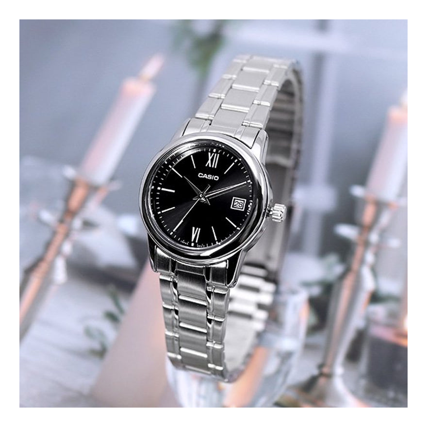 

Часы CASIO Waterproof Stainless Steel Strap Black Analog, черный