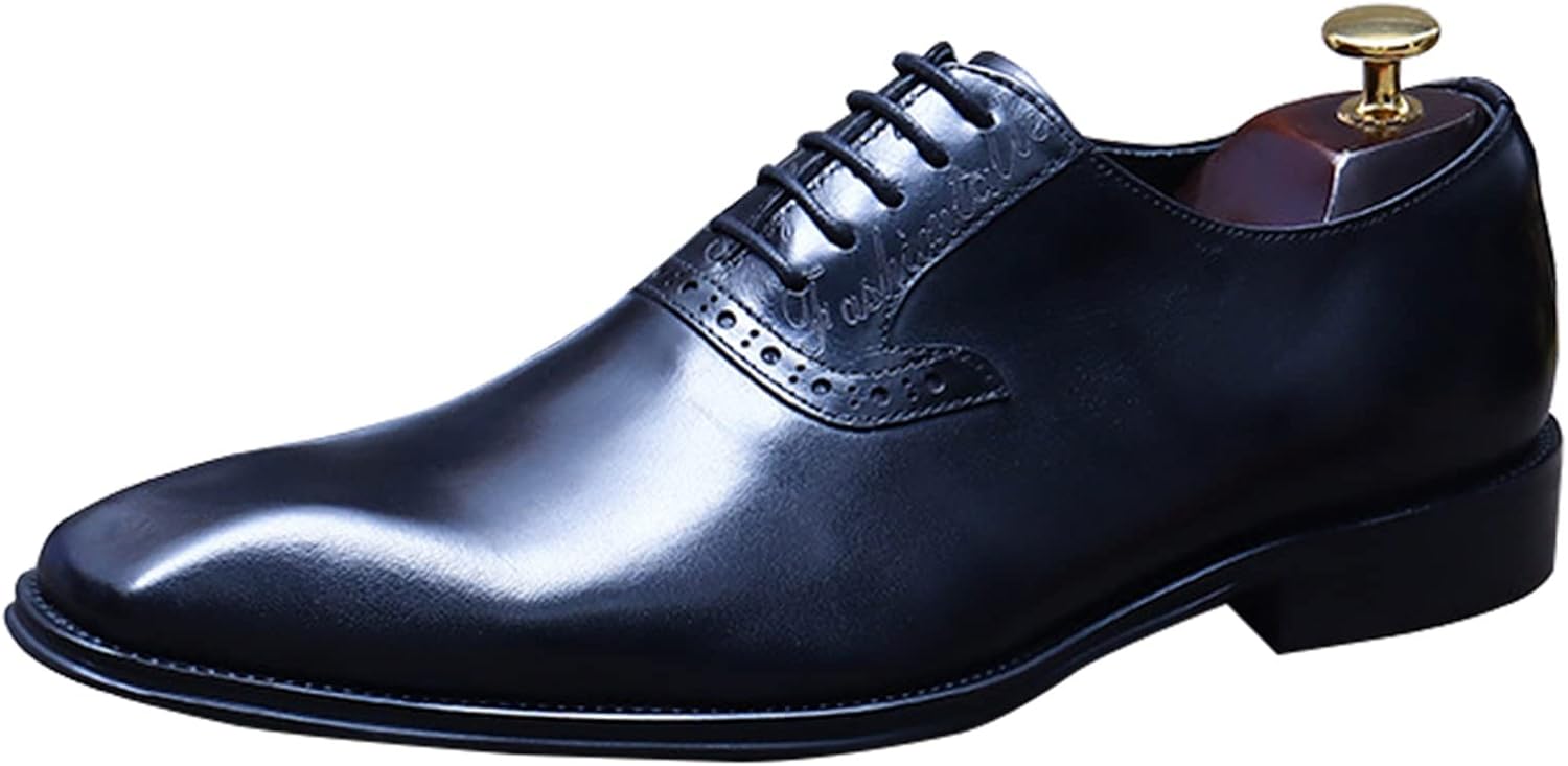 

Мужские туфли TTiiLoe из натуральной кожи с шнуровкой, с цельным носком, формальные оксфорды для бизнеса, свадьбы и работы (Цвет: черный, Размер: 46)