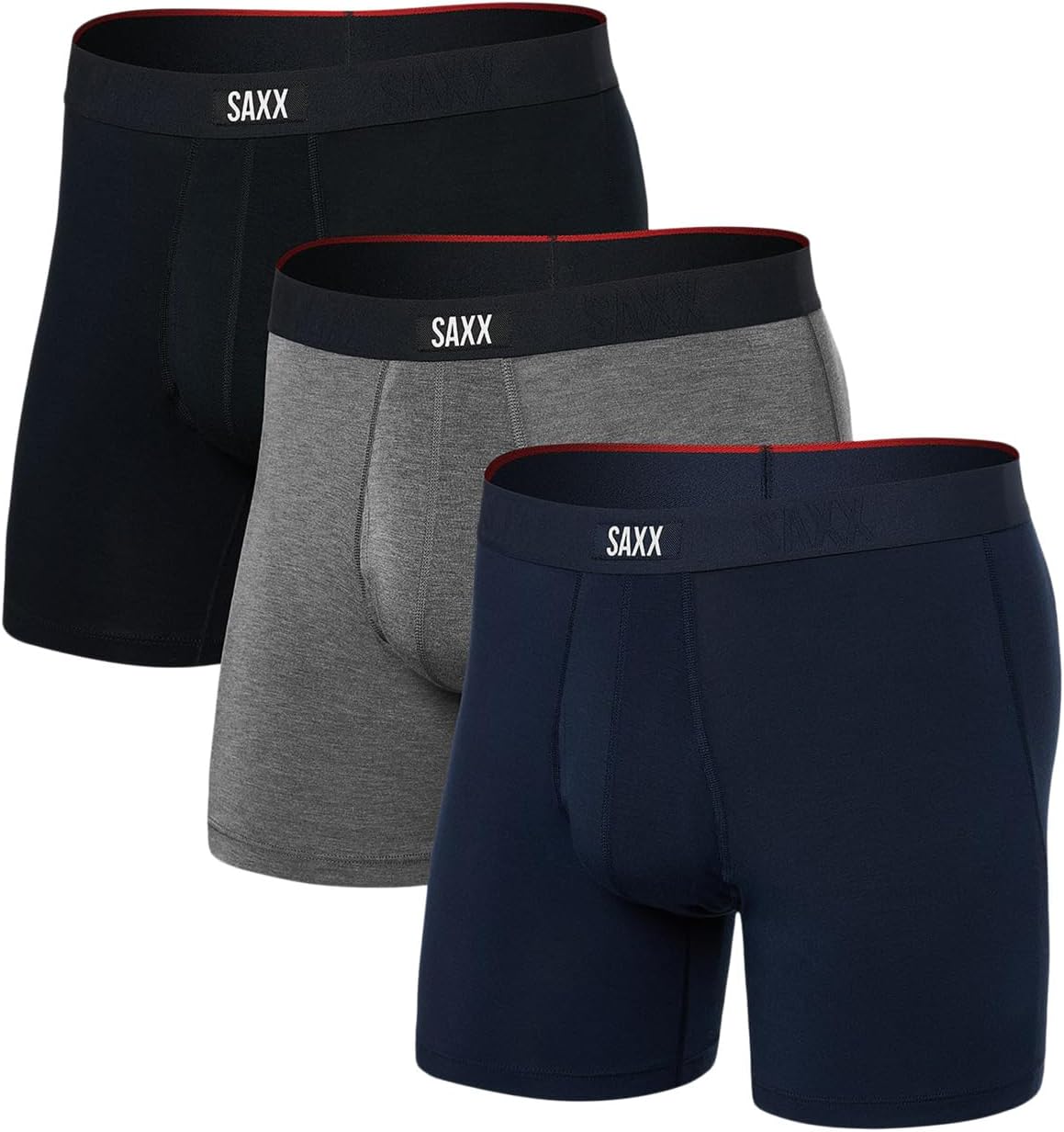 

Боксеры SAXX UNDERWEAR Vibe Xtra Soft Comfort Boxer Brief Fly 3-Pack, цвет Black/Dark Grey Heather/Navy
