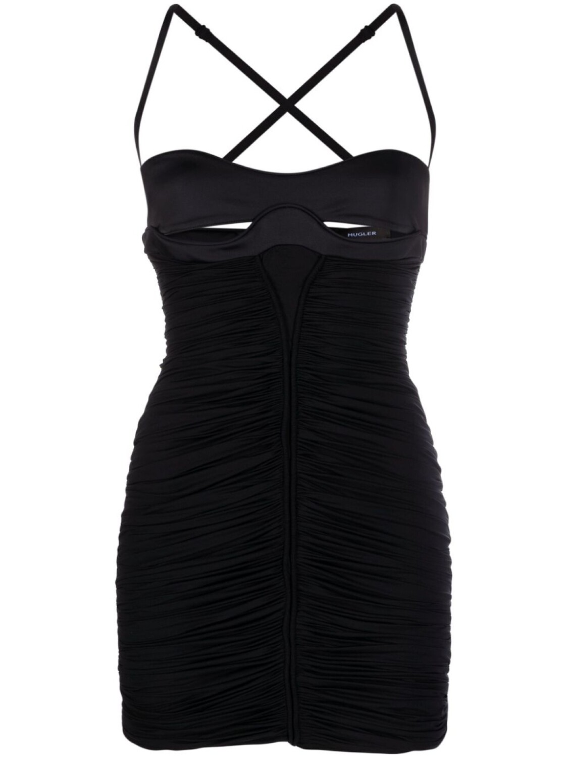 

Mugler платье мини со сборками, черный