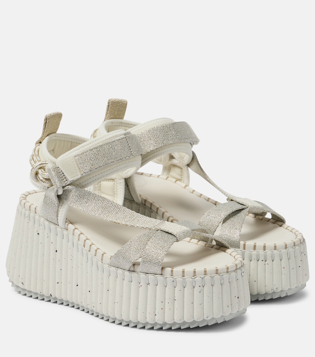 Босоножки Nama с металлической танкеткой Chloé, серебряный