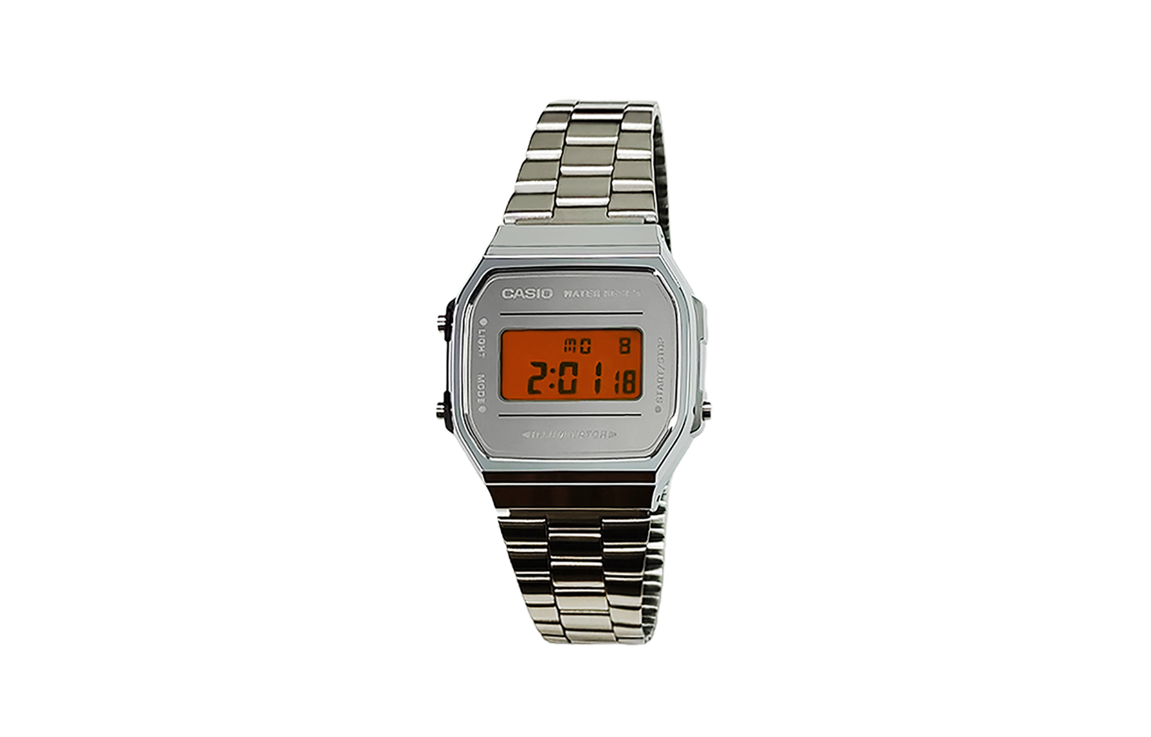 

CASIO Часы Retrofit Series Quartz Movement Stainless Steel Strap Watch Men's Watch Red Watch Dial, Silver Dial with Orange Bezel