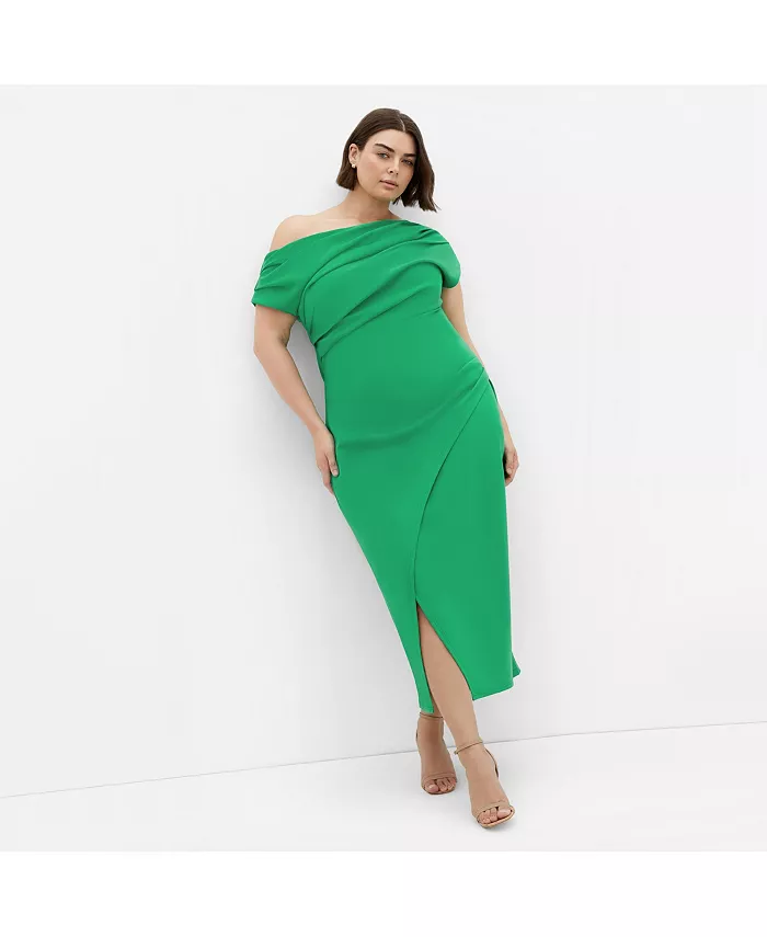 

Платье Sassy с открытыми плечами больших размеров CITY CHIC, зеленый