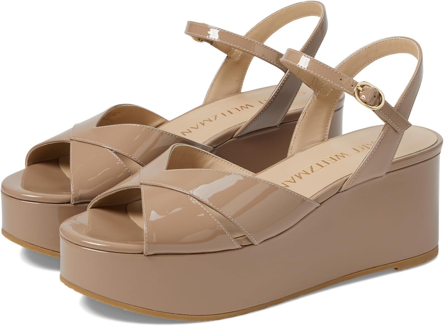 

Сандалии Stuart Weitzman Carmen Midi Wedge, цвет Fawn