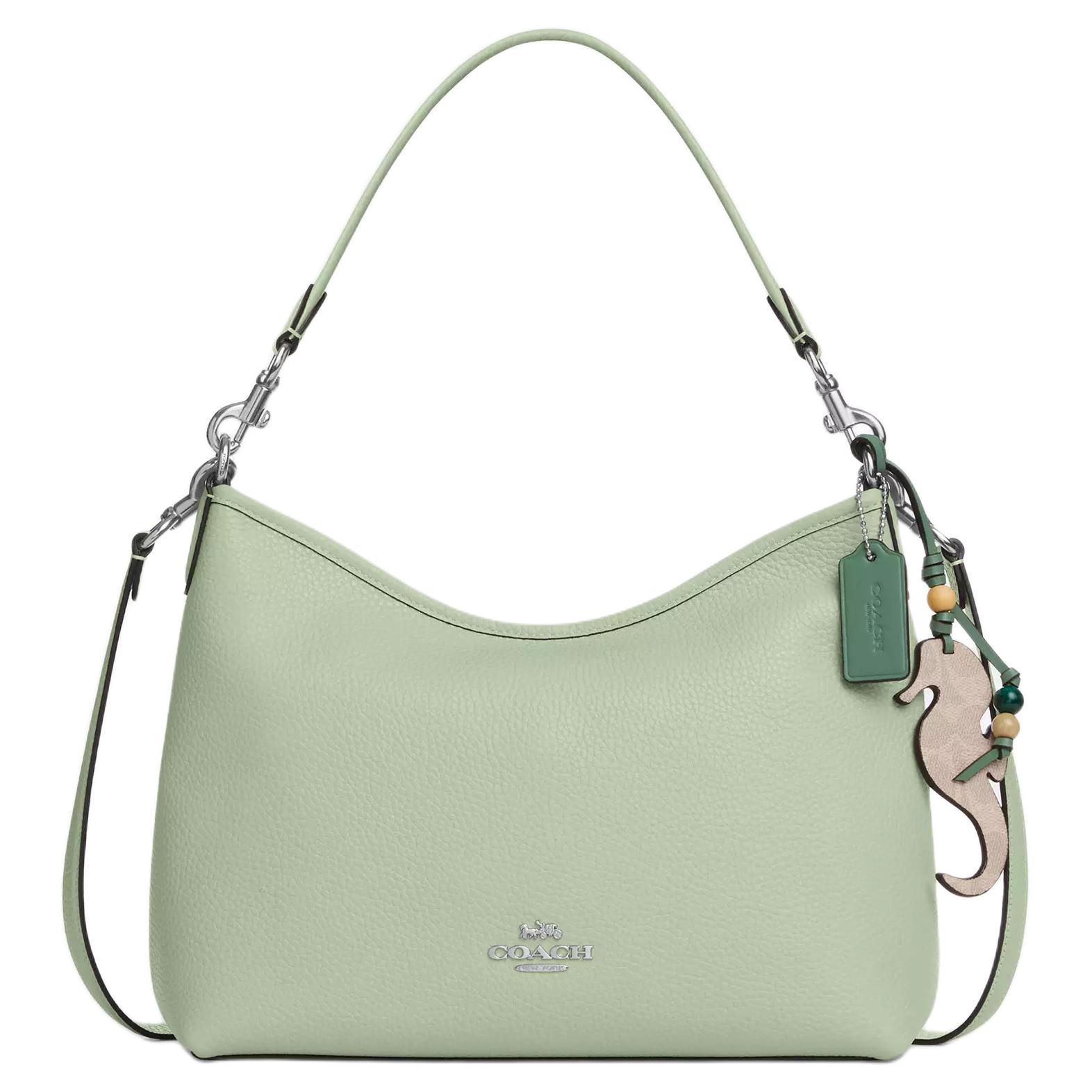 

COACH Лорел Мягкая замшевая кожаная большая женская наплечная сумка Зеленая