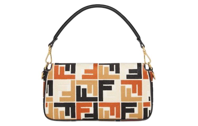 FENDI Холщовая сумка через плечо женская натуральная коричневая и черная — фото 3