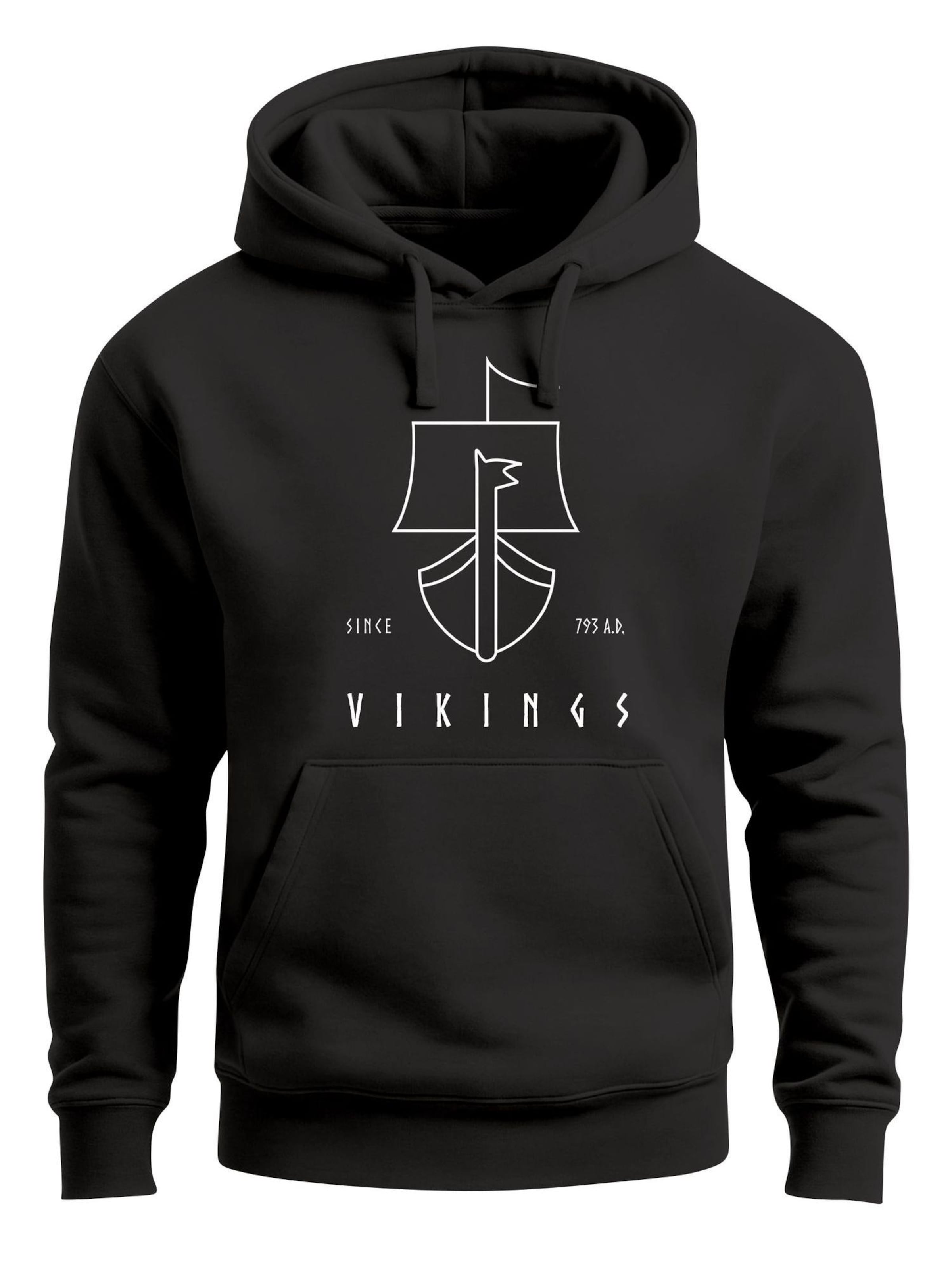 

Neverless Толстовка 'viking ship minimalism' в черном цвете