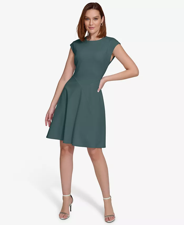 

Женское платье с коротким рукавом силуэта А-силуэт Calvin Klein, зеленый
