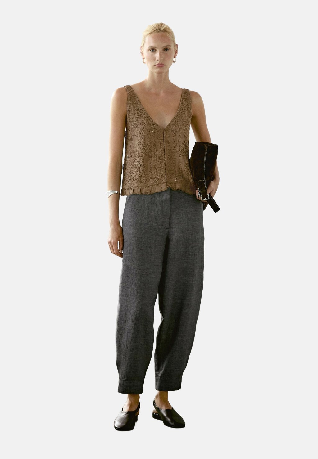 

Топ TEXTURED STRAPPY Massimo Dutti, хаки