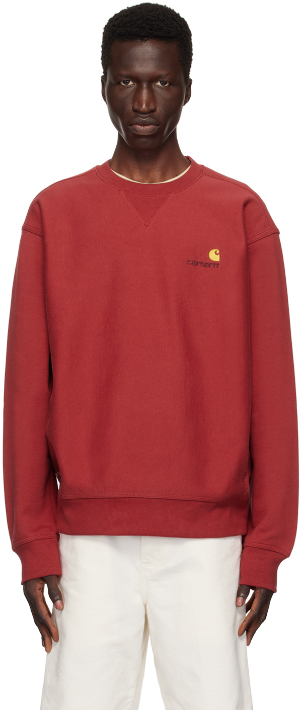 

Красный свитшот с надписью American Script Carhartt Work In Progress, Tuscany