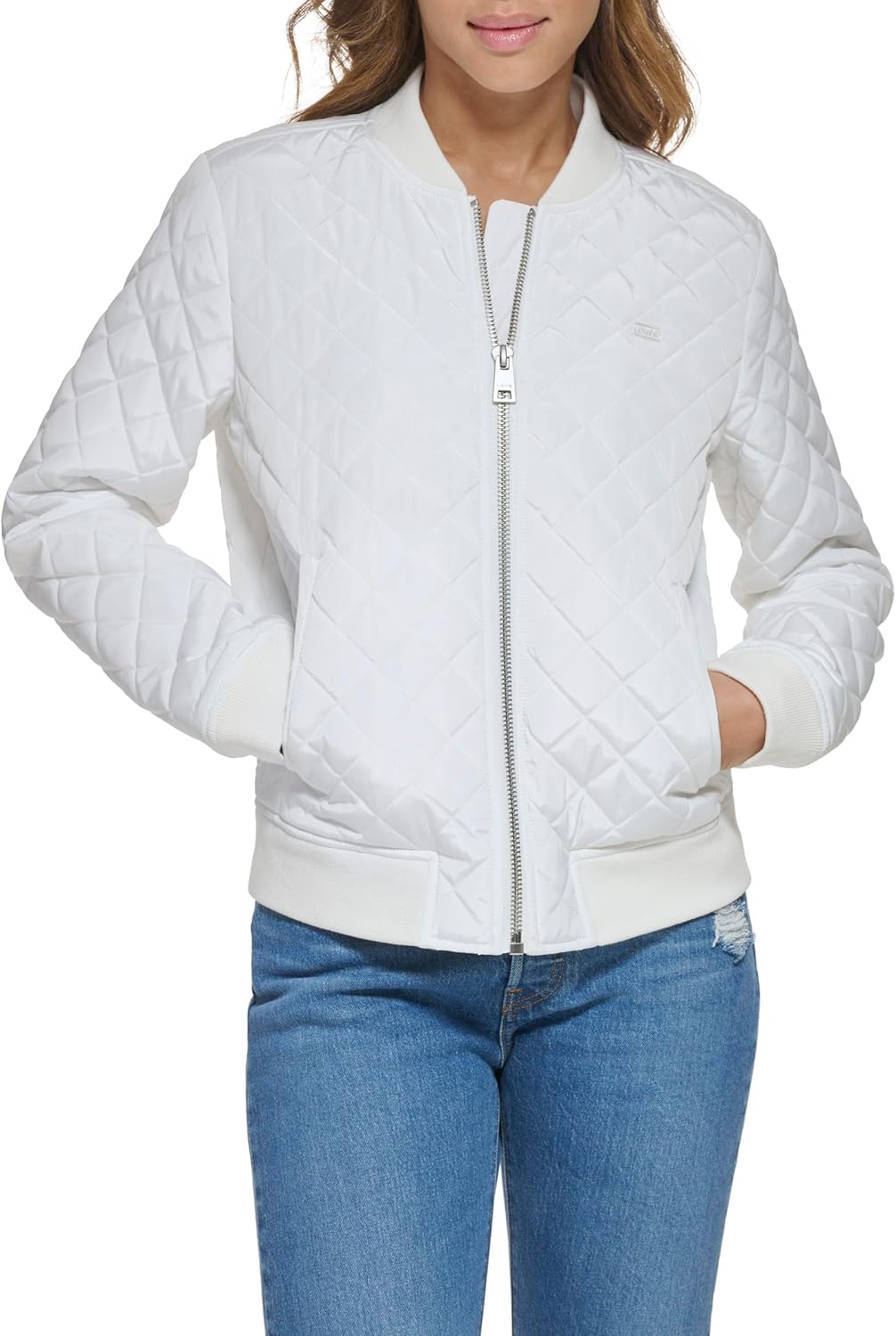 

Levi's Женская стеганая бомбер с бриллиантами, White