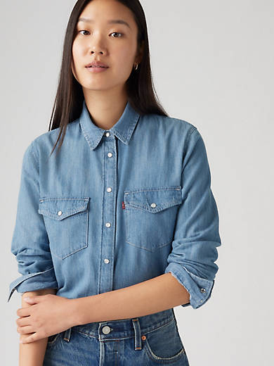 

Легендарная рубашка Western Linen+Denim Levi's, цвет Play Break - Medium Wash