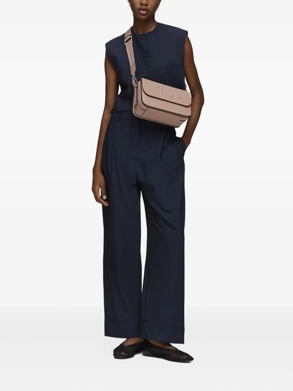 

Сумка на плечо с тисненым логотипом Tous, розовый