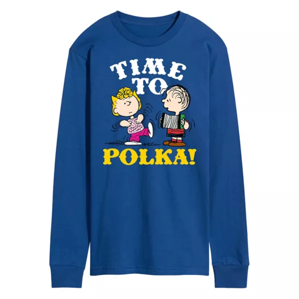 

Мужская футболка в горошек с длинными рукавами и принтом «Peanuts Octoberfest» от Linus and Lucy Licensed Character, синий
