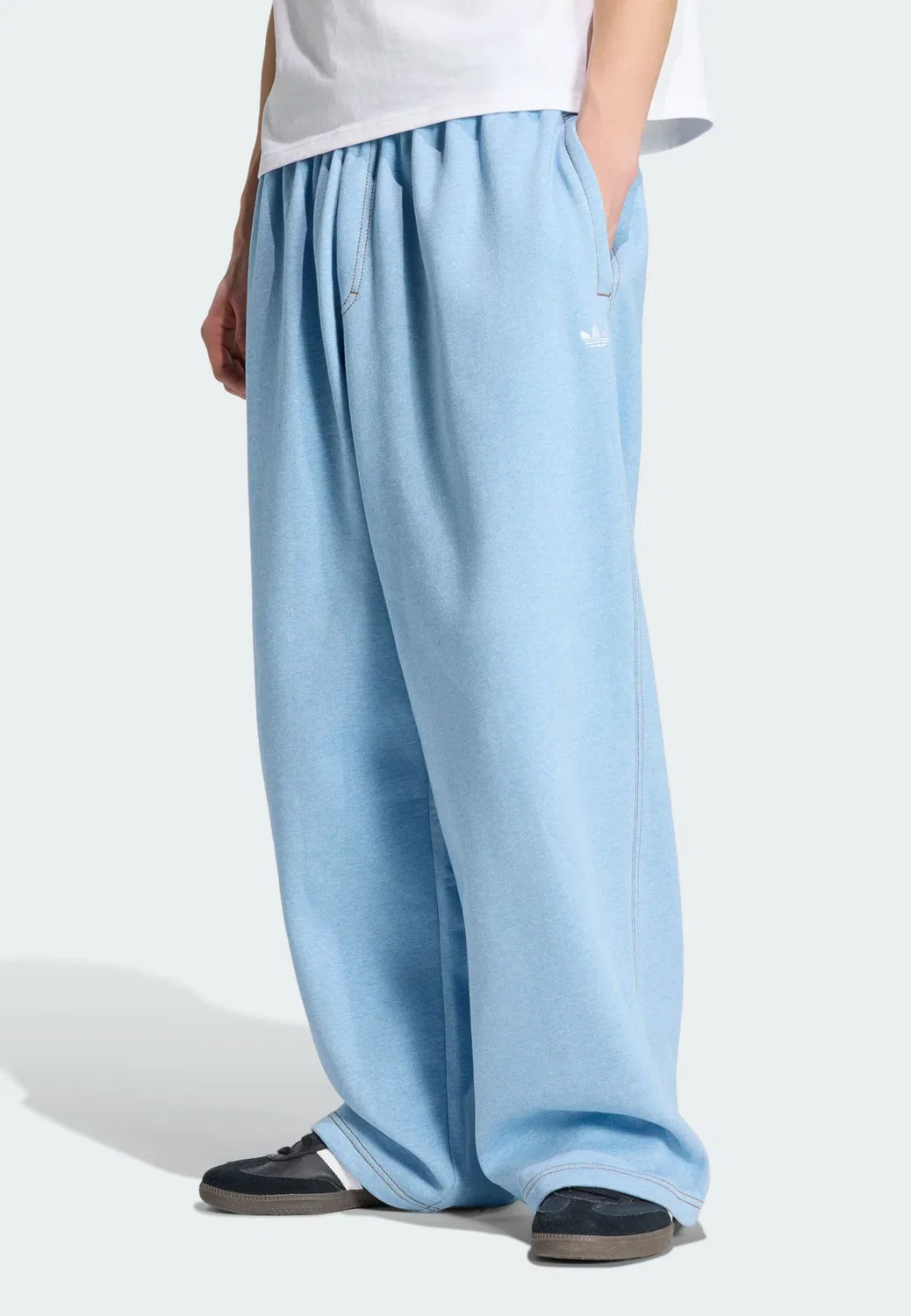 Брюки-мешки Adidas Originals Baggy Pants Trefoil Essentials из синего денима — фото 2