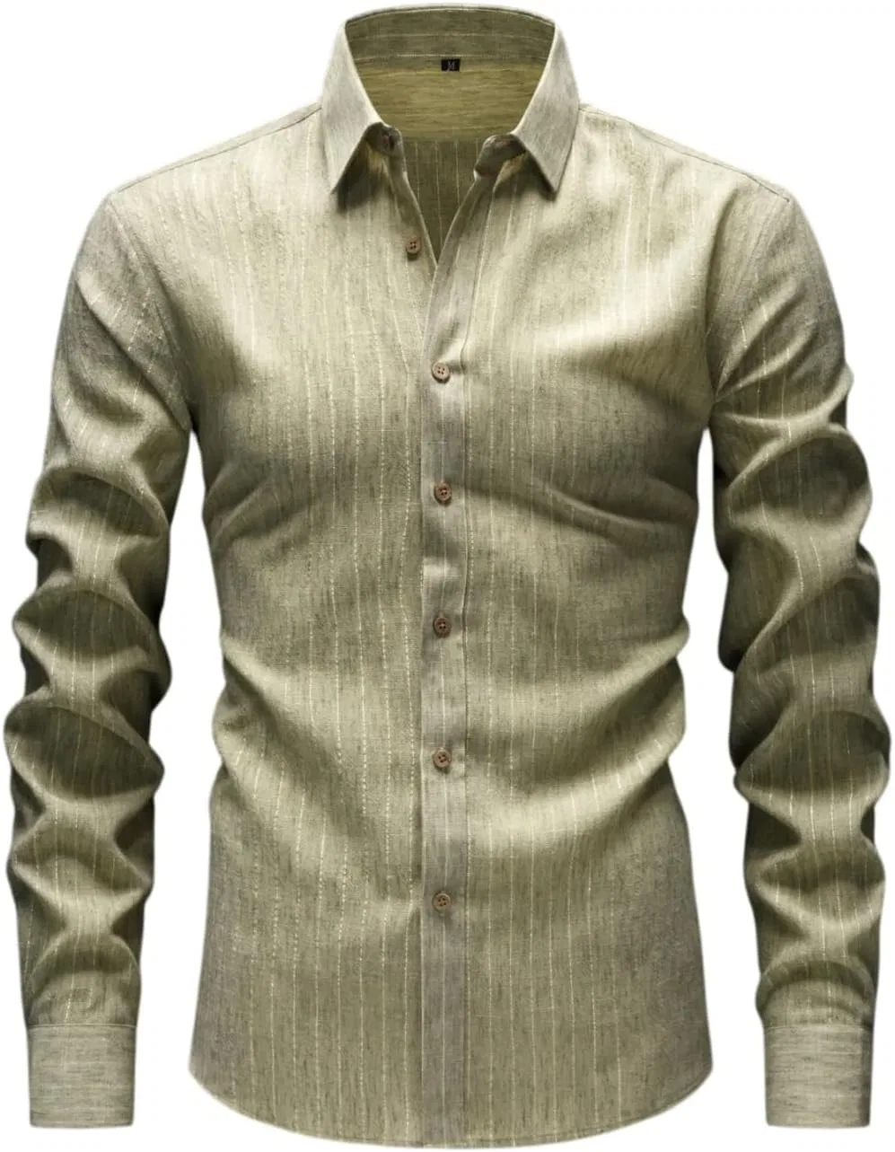 Рубашка мужская для переходной погоды Slim Fit с длинным рукавом Button Down Tees Business Casual Generic, хаки