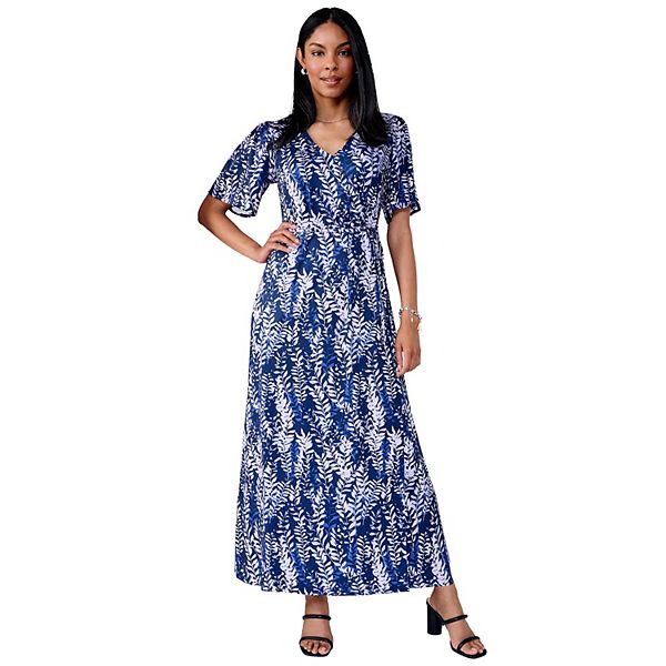 

Женское платье макси с рукавами-крылышками и запахом plus size Jessica London, Deep Dusk Vines