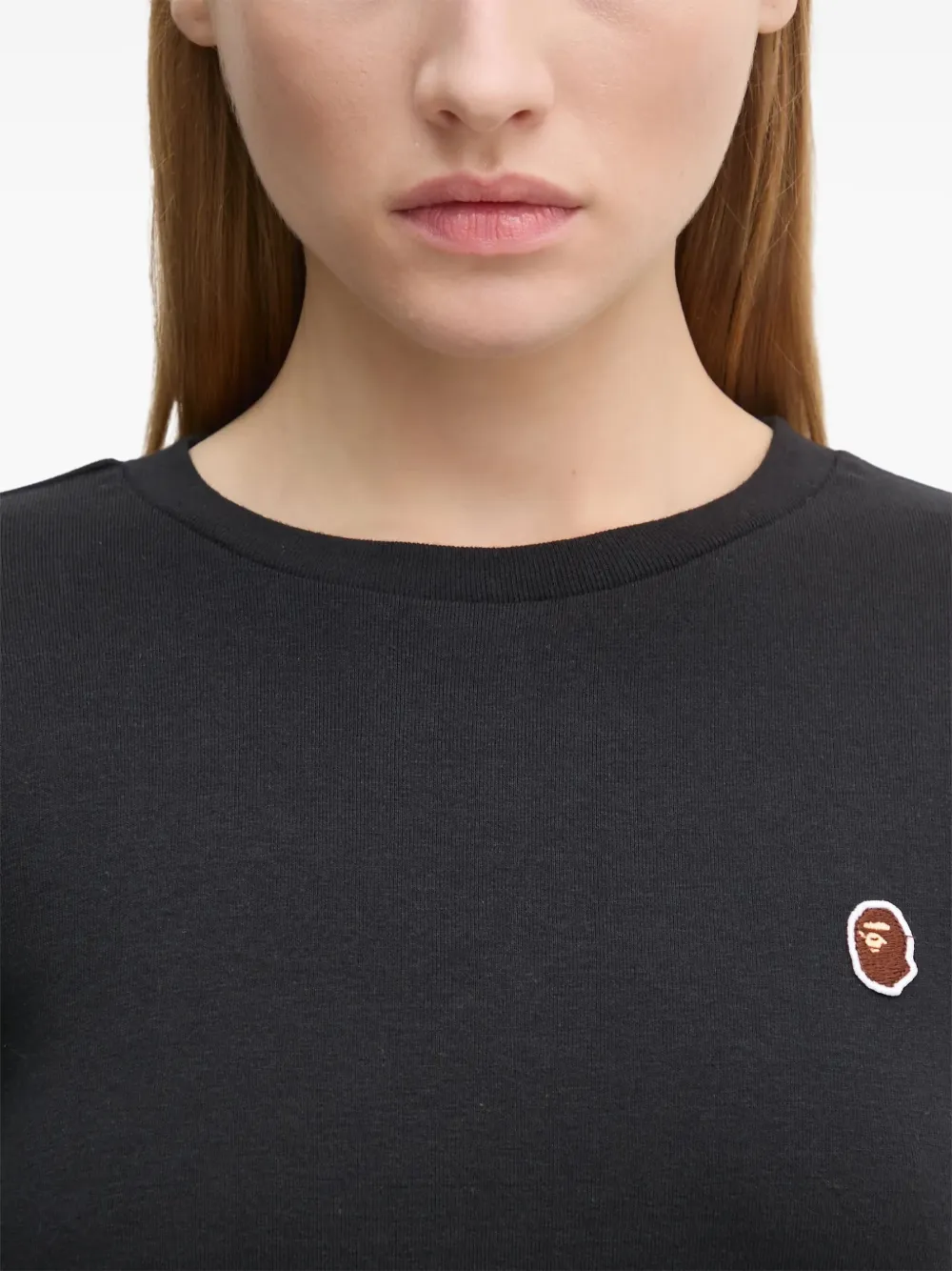 Укороченная футболка с вышитым логотипом A BATHING APE, черный — фото 4