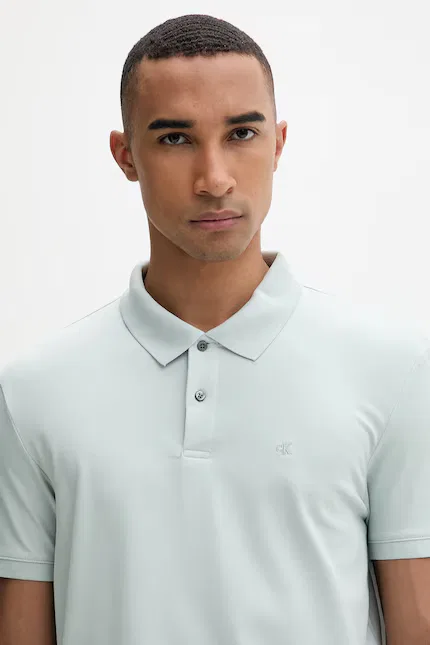 Поло Calvin Klein из эластичного хлопка, зеленый — фото 4
