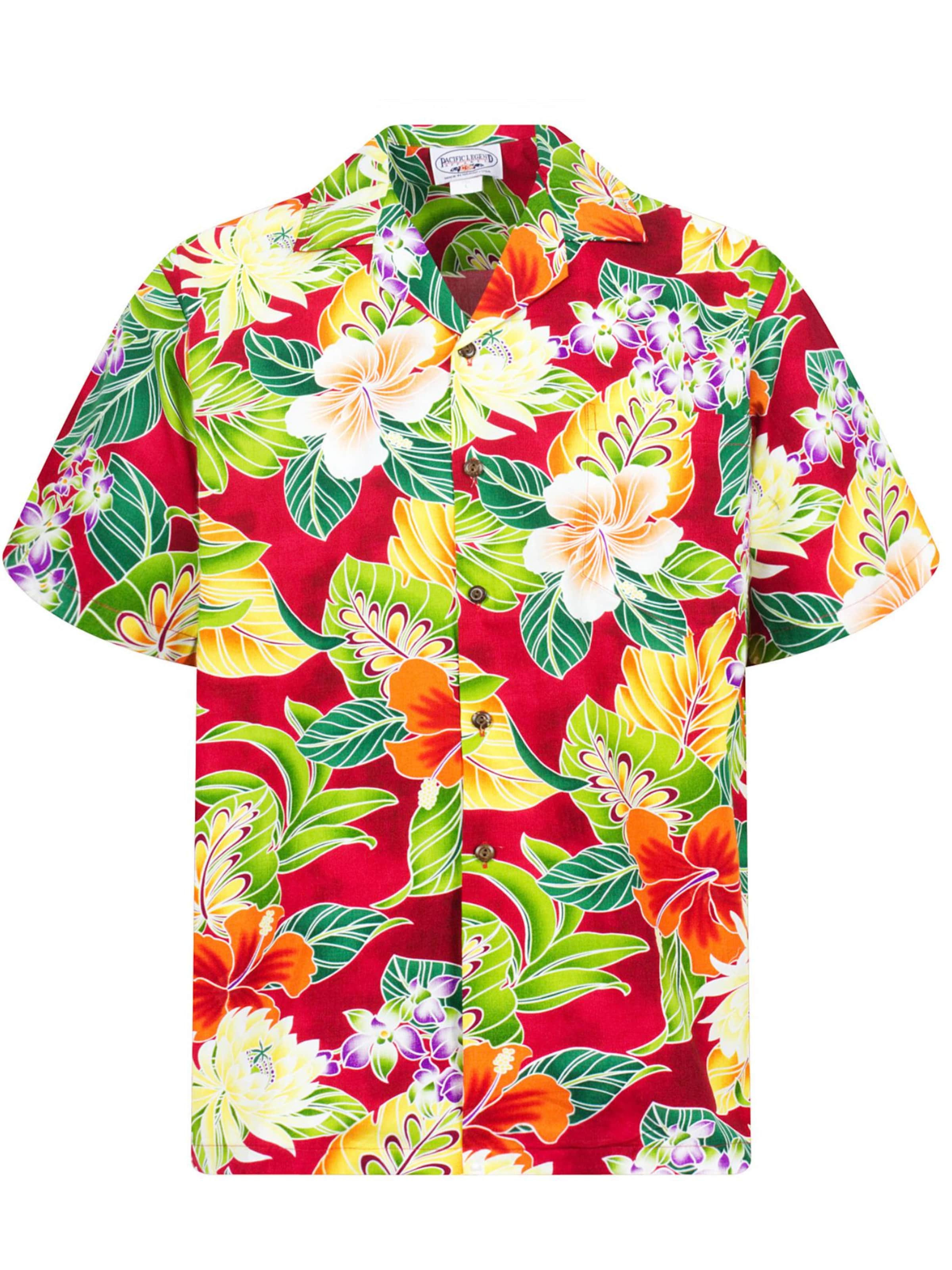 

Pacific Legend Рубашка на пуговицах Regular fit 'New Flower' в красном цвете