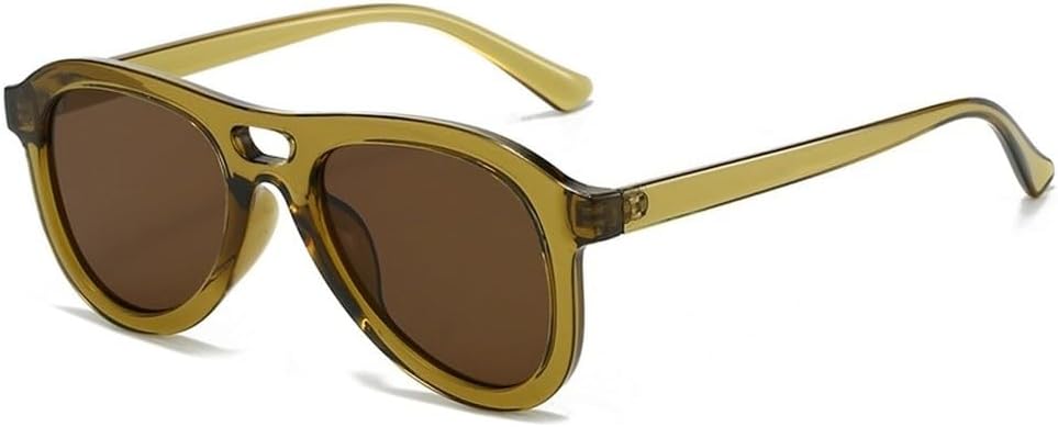 

Винтажные мужские солнцезащитные очки-пилот с двойной перемычкой, модные солнцезащитные очки UV400 для женщин, оливково-зеленые солнцезащитные очки SKFGNX, Olive Green Tea