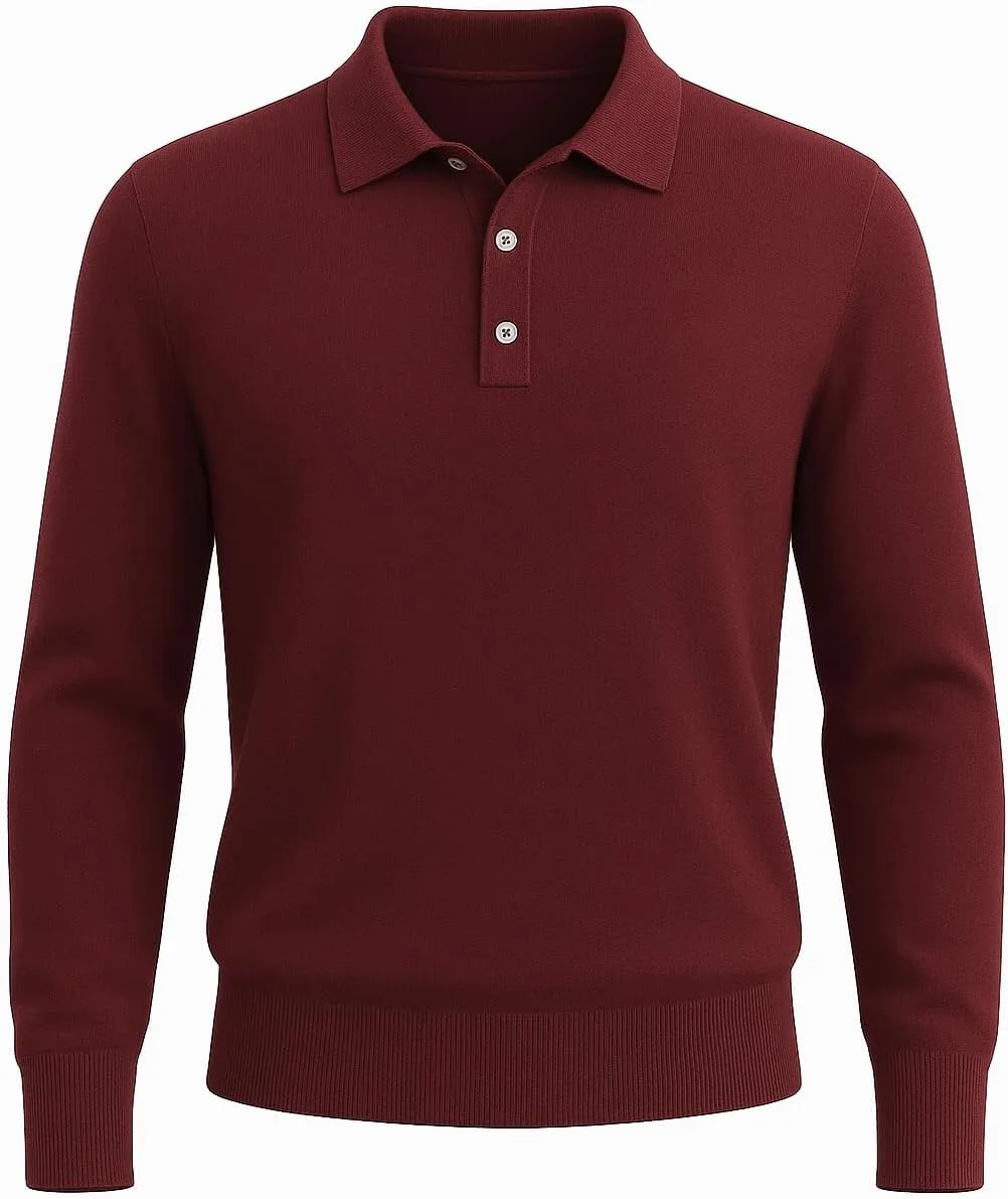 

Мужской вязаный поло свитер Casual с длинным рукавом
