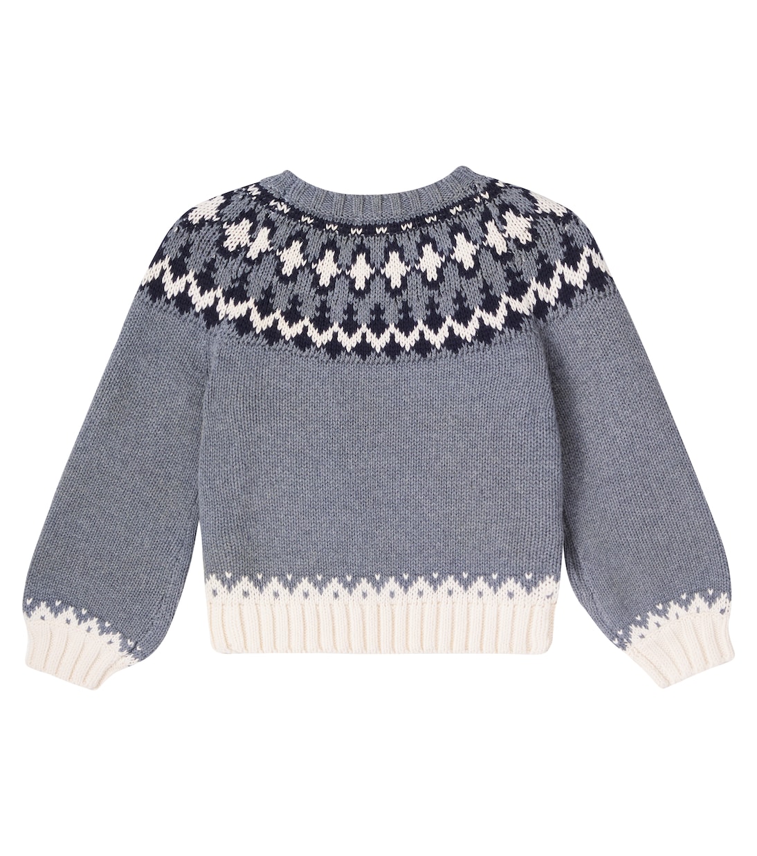 Свитер из хлопка и шерсти в технике интарсия Chloé Kids, Gris Chine — фото 3