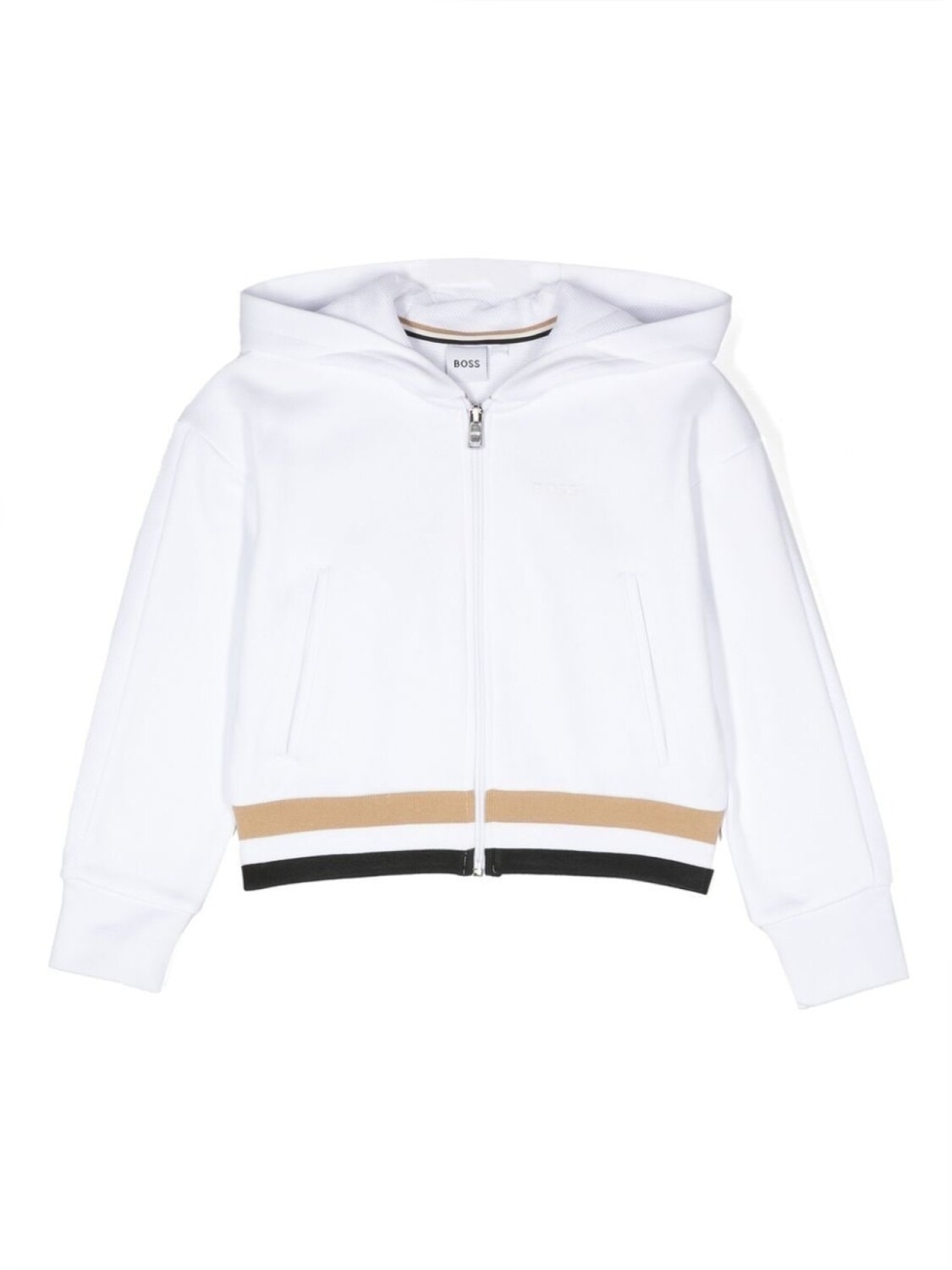 

BOSS Kidswear худи на молнии с сетчатыми вставками, белый