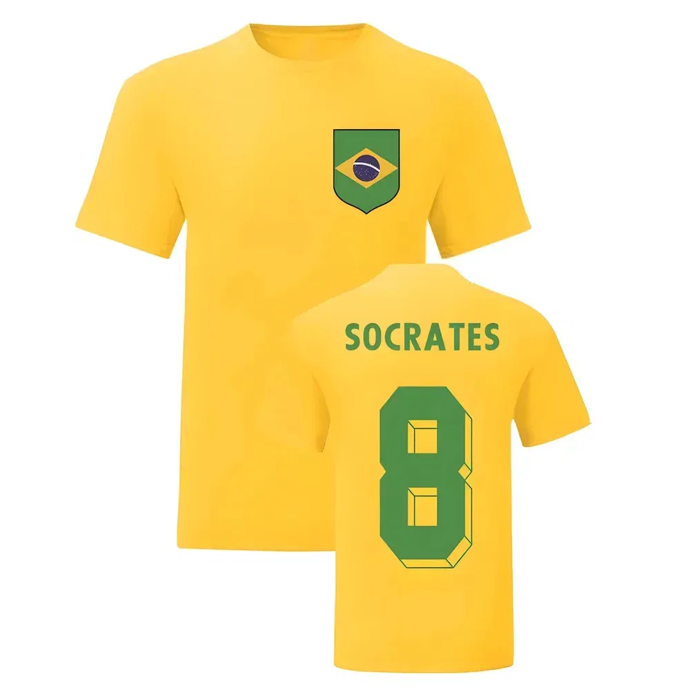 Футбольная футболка с принтом Socrates Brazil, желтый