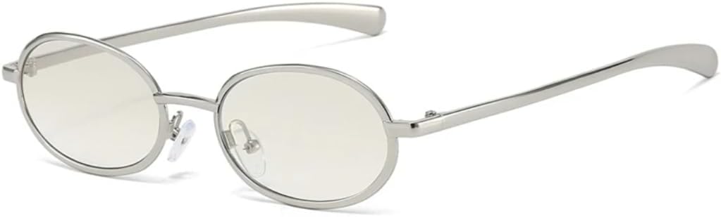 

Ретро маленькие овальные металлические солнцезащитные очки для женщин, защита от УФ-излучения UV400, модный градиент, для мужчин в стиле панк HHZZYVY, Silver Light Gray