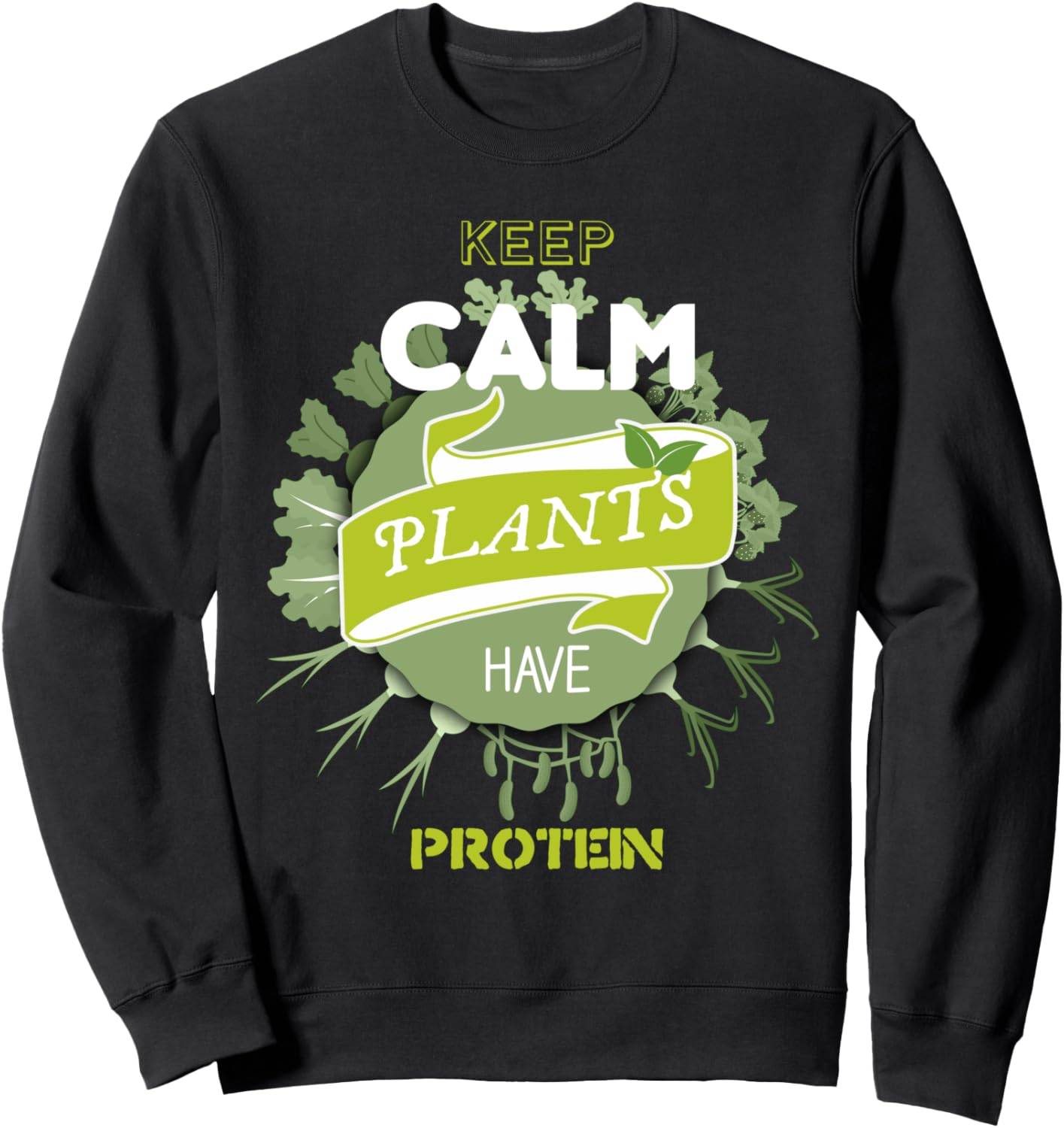 

Забавная толстовка для веганов и вегетарианцев «Сохраняйте спокойствие. В растениях есть белок», черная (black 19-3911tcx), размер S Uab Kidkis