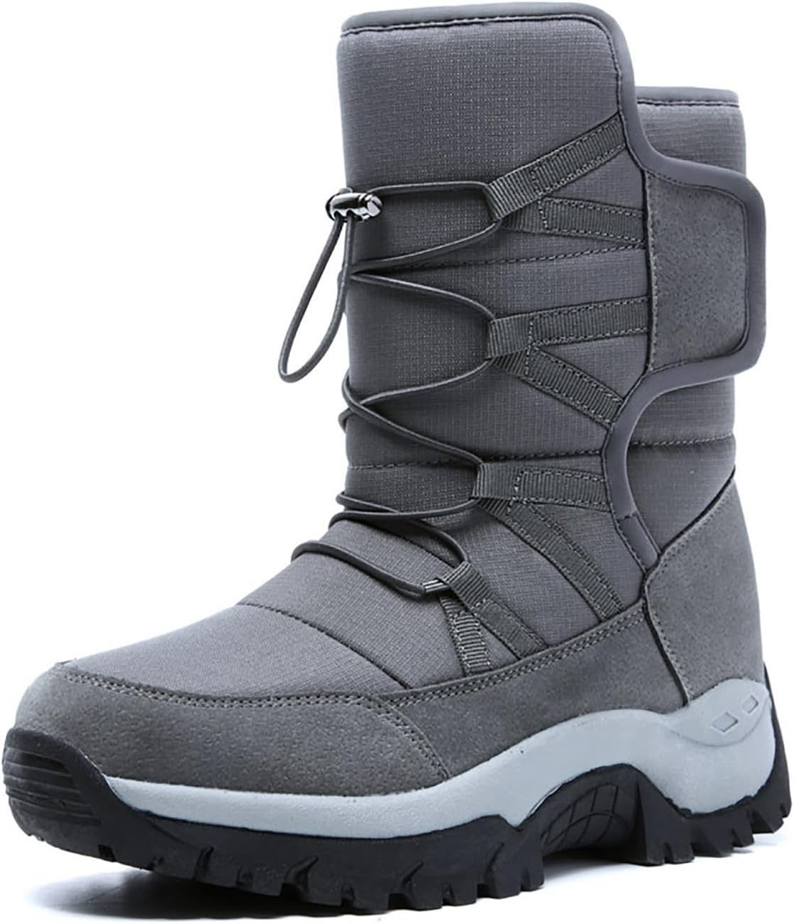 

Мужские водонепроницаемые ботинки на шнуровке и застежке-слипоне, средние по голени, с утеплителем из меха, для прогулок на открытом воздухе, нескользящие, походные ботинки для ходьбы и восхождений, зимние ботинки Faglkak, серый
