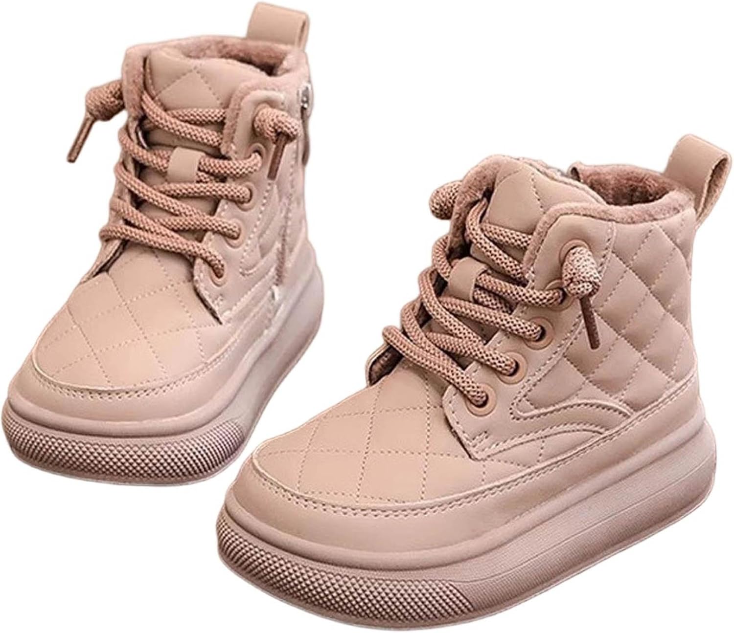 

Детские зимние ботинки для девочек на платформе, с меховой подкладкой, шнуровкой и коротким голенищем, теплые, из PU-кожи, для детей 3-11 лет Zzalalana, Khaki